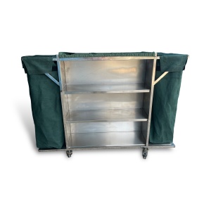 LINEN TROLLEY WITH STORAGE SHELF & BOTH SIDE HAMPER BAGH